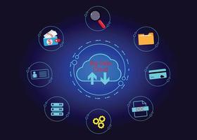 cloud icon concept of big data access, global network connection, data search, use of computing resources to make transactions with internet technology online and Cyber Security Data Protection. vector