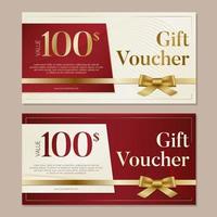 Elegant design for gift voucher in red and gold tone vector