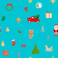 Vintage Christmas seamless pattern, Holiday background for wrapping paper, fabric, clothes, textile, greeting card. vector