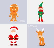 Set of funny cartoon Santa Claus and Christmas characters. Vector of Animal and Character for Christmas