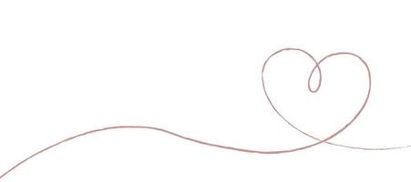 Hand sketch drawing pink line heart, Love doodle isolated on white background - Vector