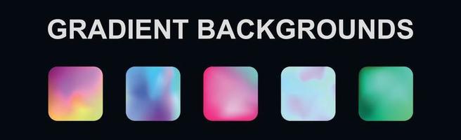 Set of 5 different gradient texture backgrounds - Vector