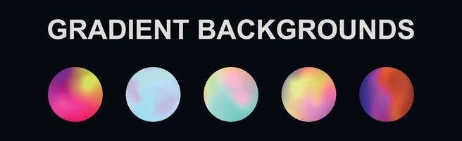 Set of 5 different gradient texture backgrounds - Vector