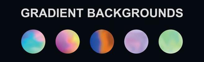 Set of 5 different gradient texture backgrounds - Vector