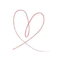 boceto a mano dibujo corazón de línea roja, garabato de amor aislado en fondo blanco - vector