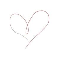 Hand sketch drawing pink line heart, Love doodle isolated on white background - Vector