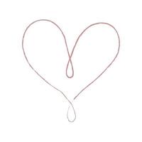 Hand sketch drawing pink line heart, Love doodle isolated on white background - Vector