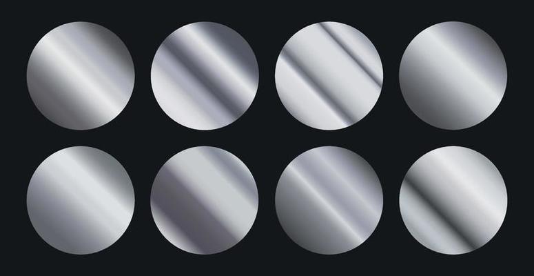 Set of 8 pcs. steel backgrounds texture - Vector