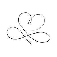 líneas finas negras dos corazones aman símbolo infinito sobre fondo blanco - vector