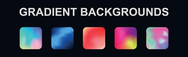 Set of 5 different gradient texture backgrounds - Vector