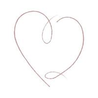 Hand sketch drawing pink line heart, Love doodle isolated on white background - Vector