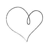 boceto a mano dibujo corazón de línea negra, garabato de amor aislado en fondo blanco - vector
