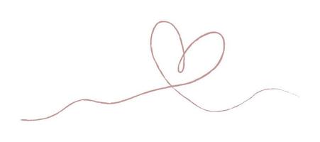 Hand sketch drawing pink line heart, Love doodle isolated on white background - Vector