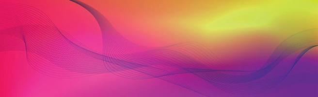 Panoramic colorful abstract stylish multi background with wavy lines - Vector