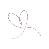 Hand sketch drawing pink line heart, Love doodle isolated on white background - Vector