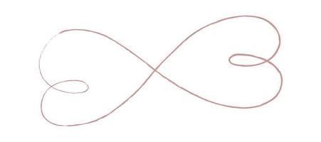 Red thin lines two hearts love infinity symbol on white background - Vector