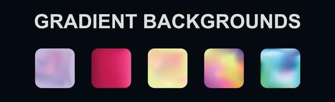 Set of 5 different gradient texture backgrounds - Vector