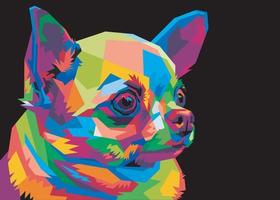 colorida cabeza de perro chihuahua con un fresco estilo de arte pop aislado en el fondo. estilo wpap vector