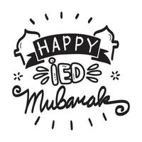 feliz ied mubarak mano carta tipografía saludo vector