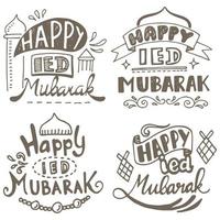 collection set Happy Ied Mubarak hand letter typography Greeting vector