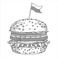 hamburguesa - ilustración de contorno vector