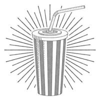 Soda With A Straw - Outline Illustration vector