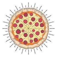 pizza con ilustración de pepperoni vector