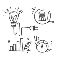 hand drawn doodle Set of Energy Saving Related illustration vector