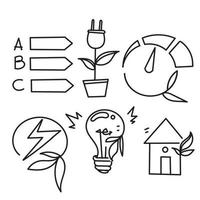 hand drawn doodle Set of Energy Saving Related illustration vector
