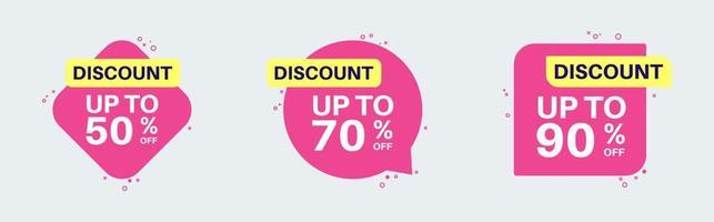 Discount label sticker in retro design style. Sticker with 50, 70, 90, percent off special price. vector