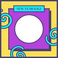 Social media post template in retro design style. Feed template with year end sale text. vector