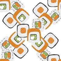 Seamless pattern with variation Sushi roll illustration on white background vector