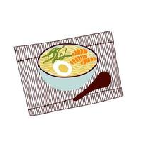 Asian food cuisine soup noodles illustration on white background vector