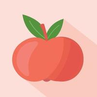 Red apple juicy flat illustration on pink background isolated. Cute pink apple vector. vector