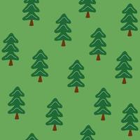 Green forest trees seamless pattern for print. Christmas trees on green background cartoon. vector