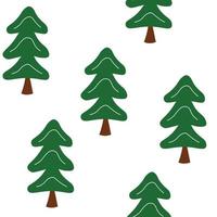 Traditional green Christmas trees seamless pattern on white background. Cartoon winter pattern for print. vector