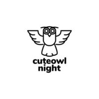 flying owlet cute line logo design vector