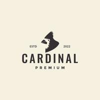 diseño de logotipo hipster de cabeza de pájaro cardenal vector