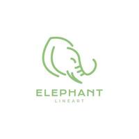 diseño de logotipo moderno de línea de elefante de oreja grande de cabeza vector