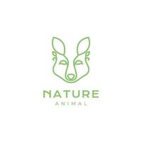 forest animal coyote wolf head leaf line minimalist logo design vector