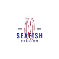 sea fish tuna line art hipster logo design vector