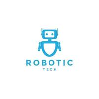 little robotic technology modern cute logo design vector