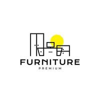 interior modern minimalist furniture continuous line logo design vector