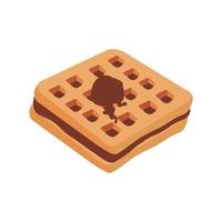 Waffle icon with chocolate filling. Vector illustration of waffles, pastries for breakfast, sweet snack