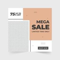 Best shop sale offer poster design in dark and nude colors. Special store promotional template vector for social media marketing. Limited time mega sale discount web banner design for fashion brands.