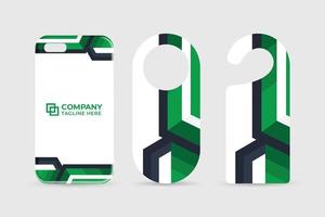 diseño moderno de plantillas promocionales de negocios en una caja de teléfono y colgadores de puertas. diseño de papelería de identidad de marca para publicidad. paquete de plantilla de identidad de marca y promoción de negocios corporativos. vector