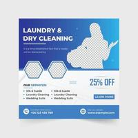 Special Laundry cleaning service poster design for social media marketing. Cloth wash and dry cleaning business advertisement template vector. Laundry and dry cleaning social media post design. vector