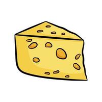 Cheese with holes piece outline vector