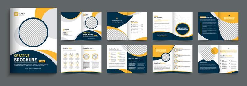 Corporate company profile brochure template design. 16 page corporate brochure editable template layout, minimal business brochure template design