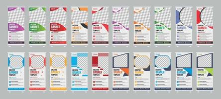 Corporate Business RollUp Banner Design. and x-banner, and flag-banner Set template vector